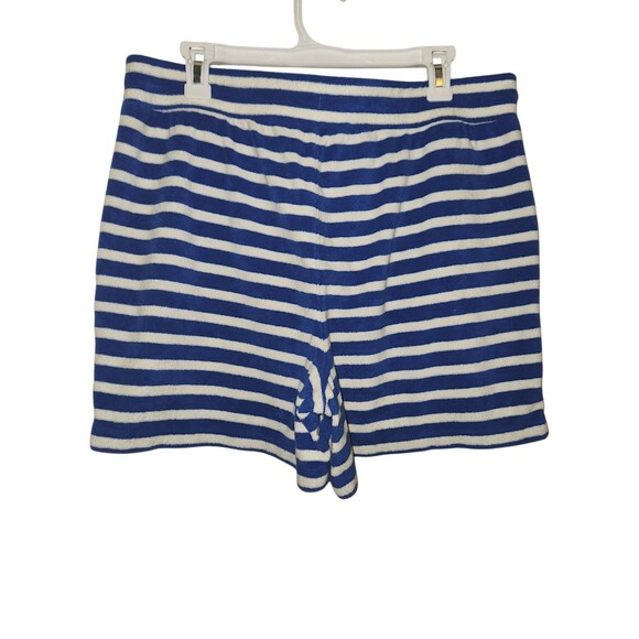 T By TALBOTS Women's Blue & White Striped Terry Cloth Coast Beach Shorts Size L - Picture 5 of 5
